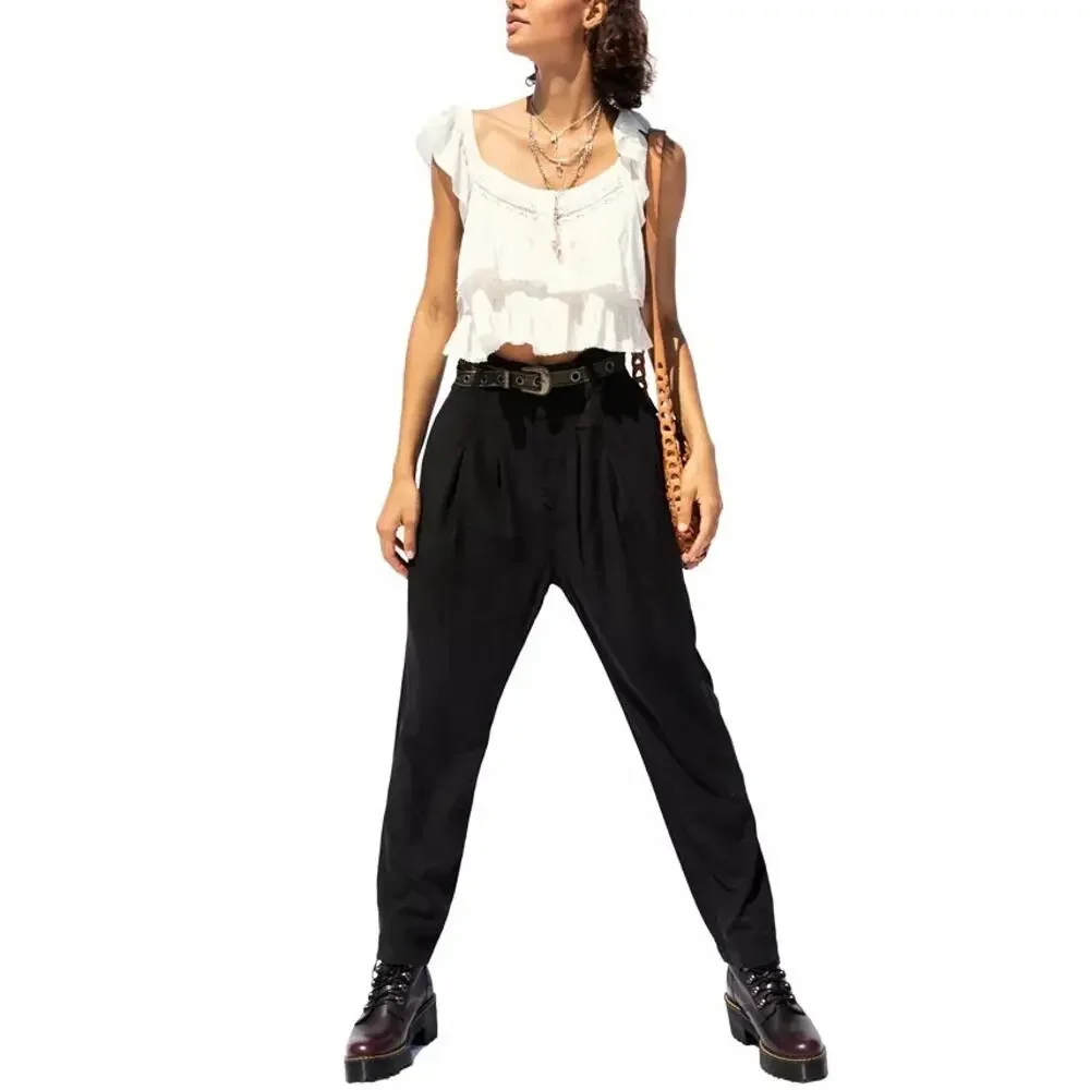 Free People Run Wild High Waist Balloon Pants Black 12 New